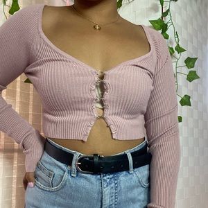 Pink crop top long sleeve⭐️